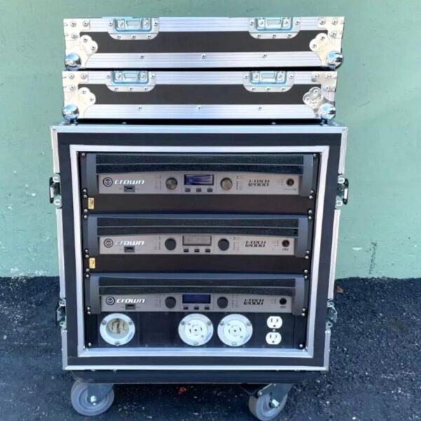 Crown I-Tech 12000HD Power Amplifier Lot (3 Units) w/ Rack, Speaker Panel & Power Distro – Used