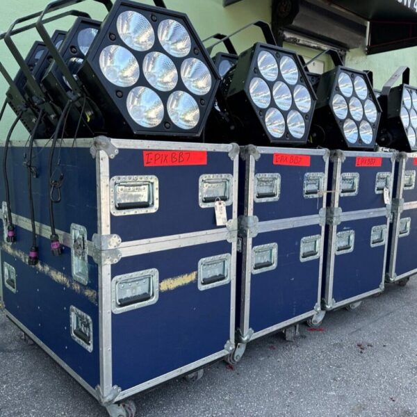I-Pix BB7 LED Beam Lights w/ Blue Wheeled Case – Used